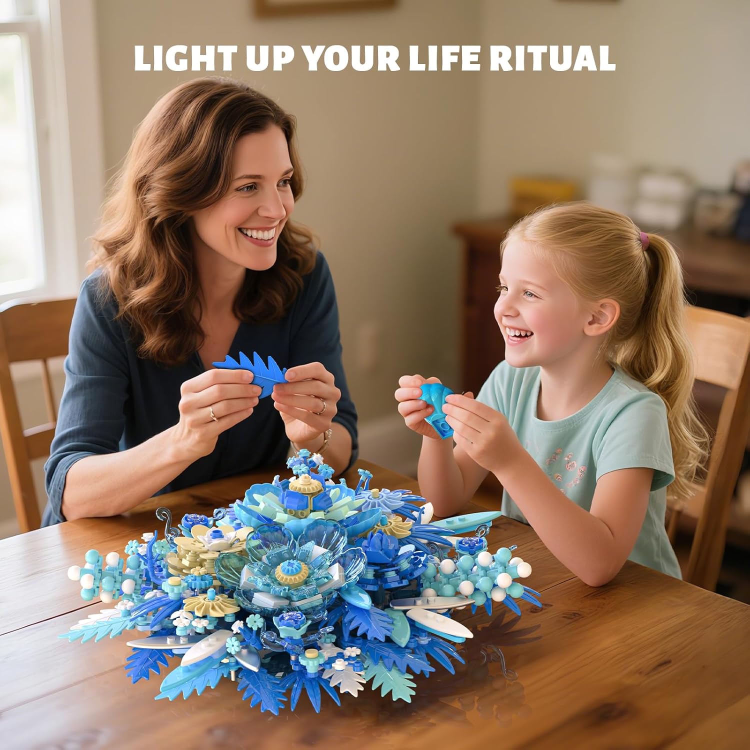 Blue Flower Bouquet Building Set – 917 Pcs