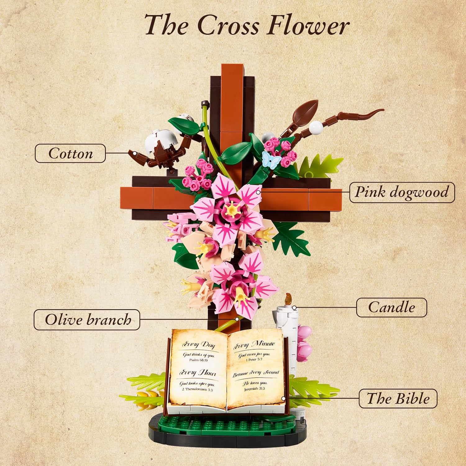 Jesus Cross Flower Building Set – 568 PCS 