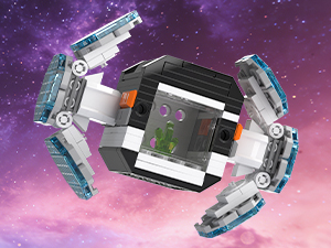 Space exploration building set with detachable mineral storage compartment