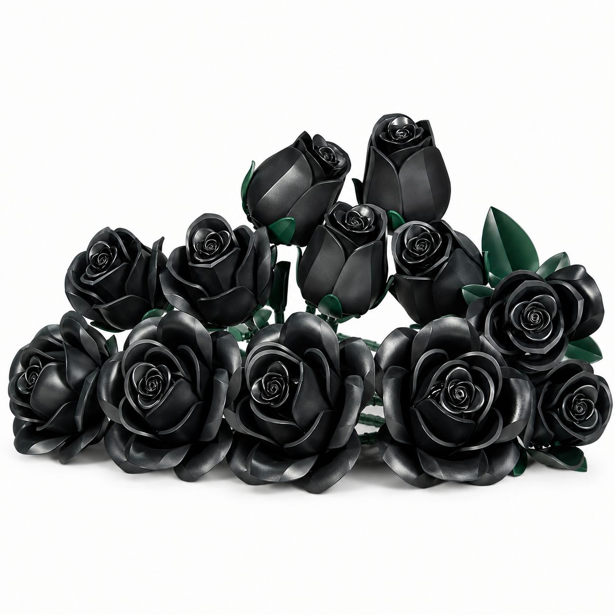 Gothic Black Rose Bouquet Building Set – 12 Never-Wilting Roses