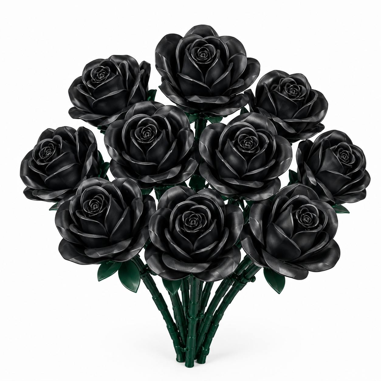 Gothic Black Rose Bouquet Building Set – 12 Never-Wilting Roses