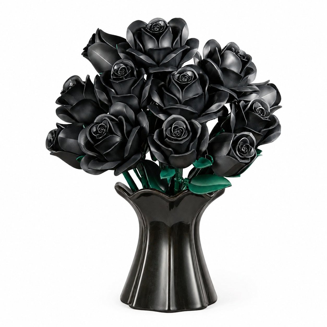 Gothic Black Rose Bouquet Building Set – 12 Never-Wilting Roses