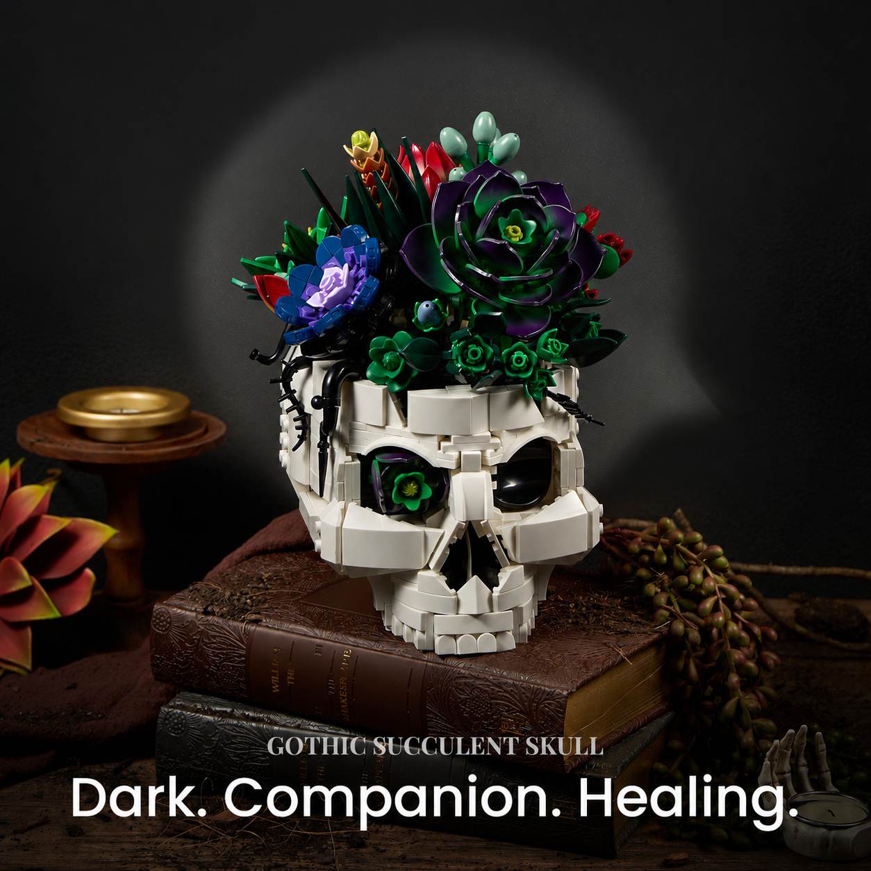 Gothic Skull Succulent Bouquet Building Block Set