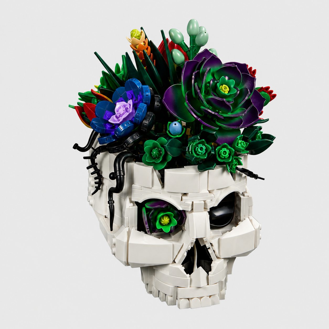 Gothic Skull Rose Bouquet Building Set | Skull Roses Brick Decor