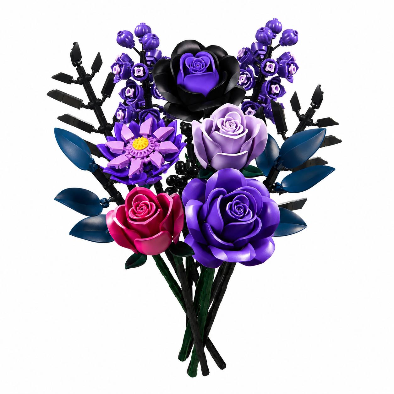 Purple Rose Bouquet Building Block Set | DIY Floral Gift