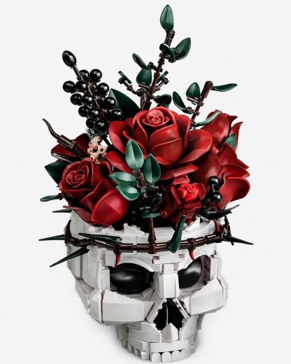 Gothic Skull Rose Bouquet Building Set | Skull Roses Brick Decor