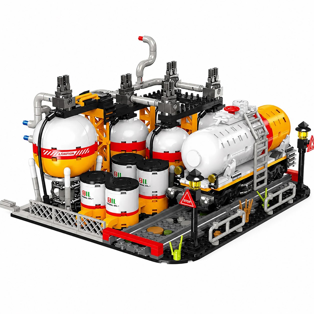 Modular Oil Refinery Building Block Set | 734-Piece STEM Model
