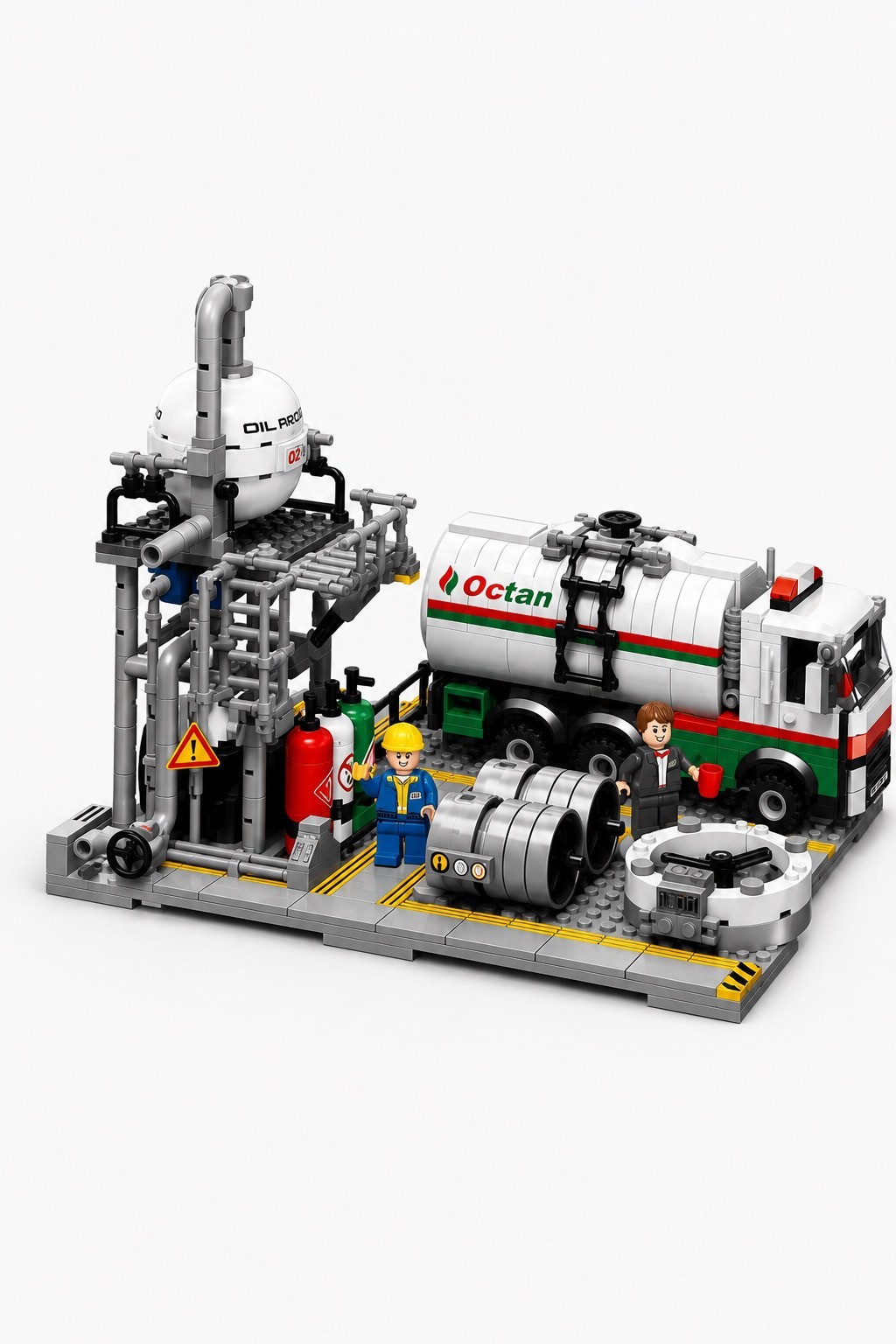 Completed 719-piece chemical loading station building model