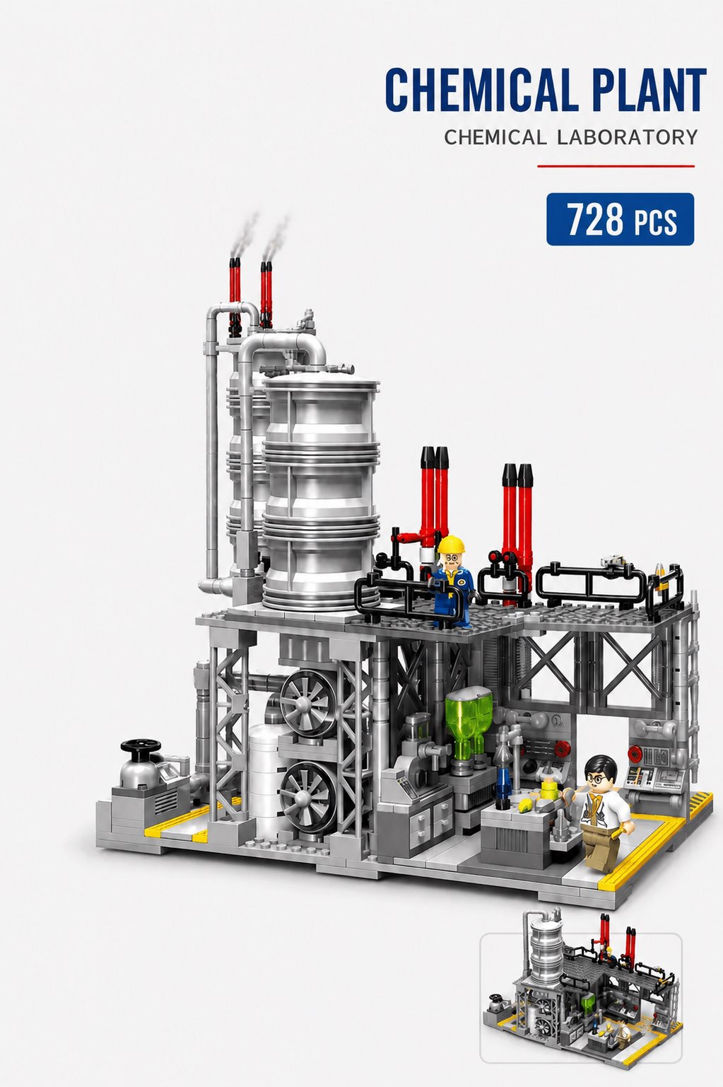 Chemical Plant Laboratory Building Set | 728-Piece City MOC