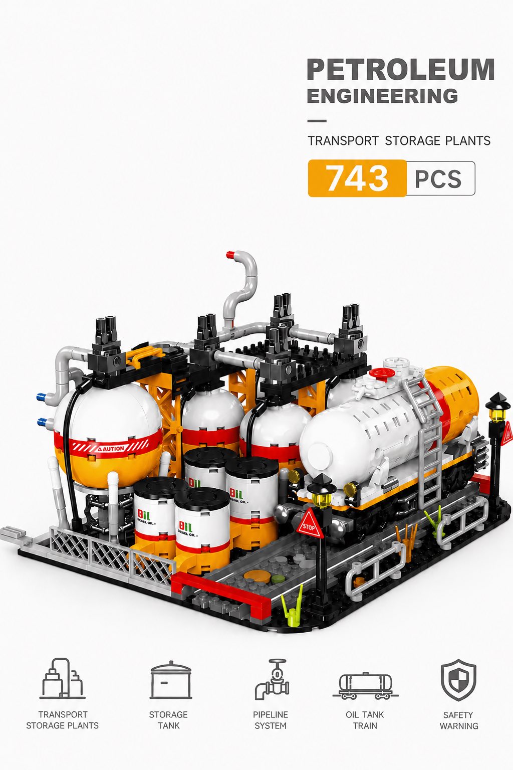 Oil & Gas Storage Station Building Set | 743-Piece City MOC
