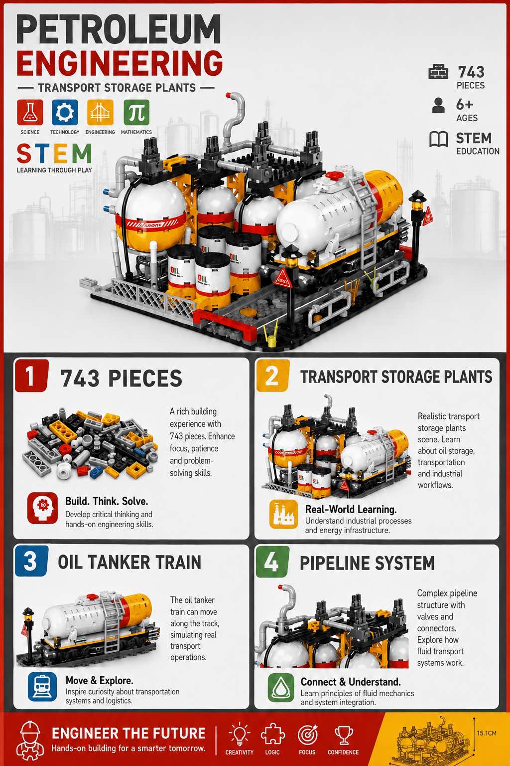 Oil & Gas Storage Station Building Set | 743-Piece City MOC