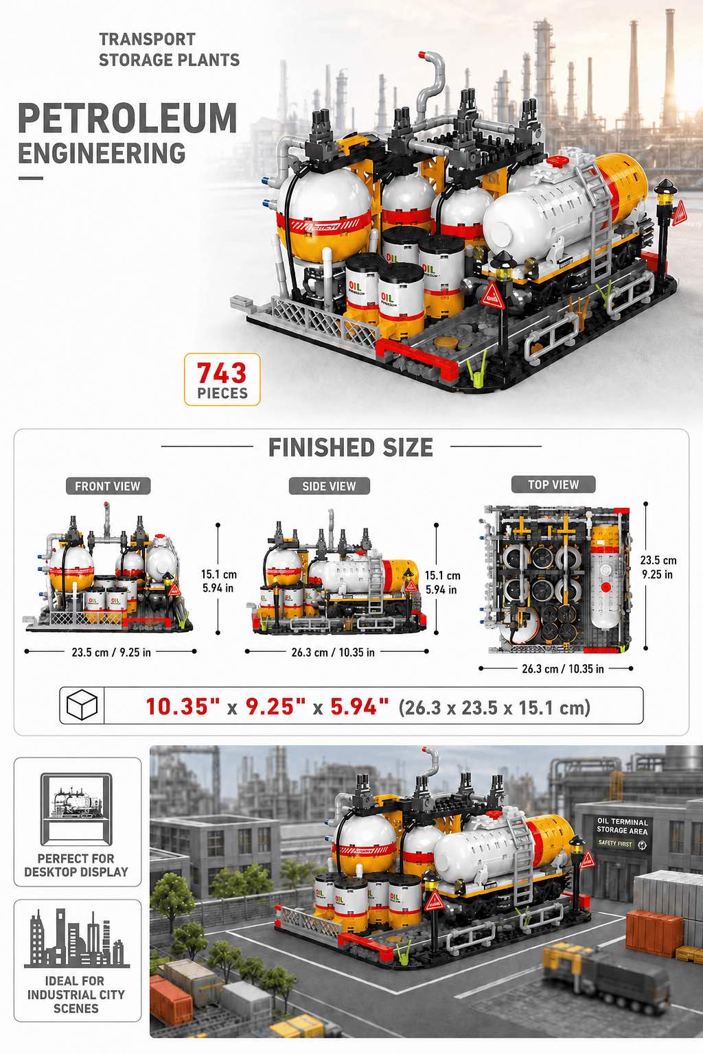 Finished size of the oil and gas storage station building block model