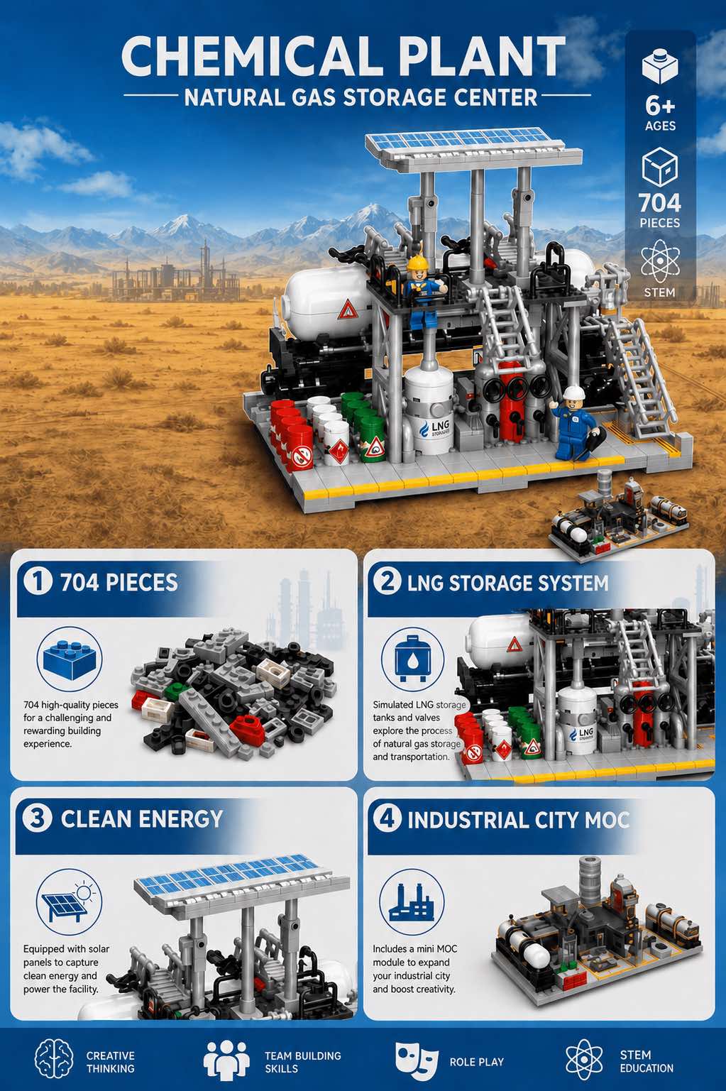 Natural Gas Storage Center Building Set | 704-Piece City MOC