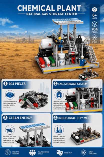 Natural Gas Storage Center Building Set | 704-Piece City MOC