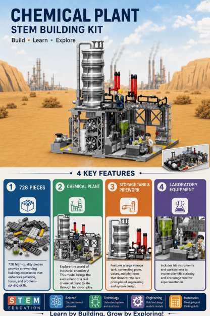 Chemical Plant Laboratory Building Set | 728-Piece City MOC