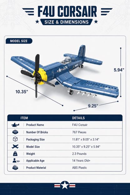 F4U Corsair Building Block Set | 767-Piece WW2 Warbird
