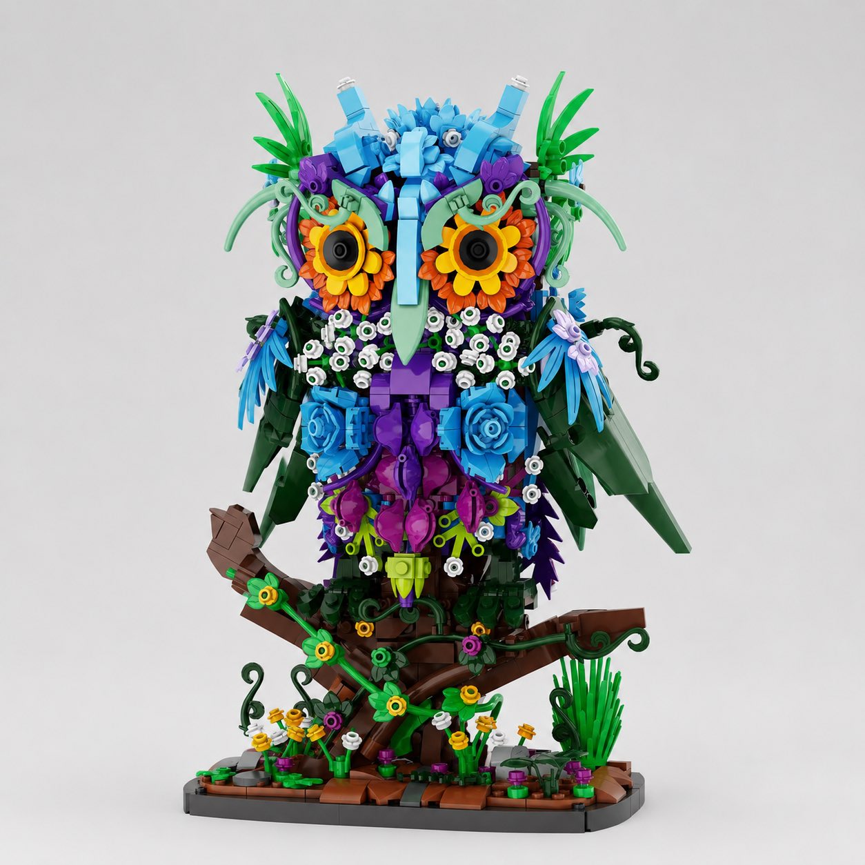 Enchanted Owl & Flower Bouquet Building Kit - Botanical Collection for Adults
