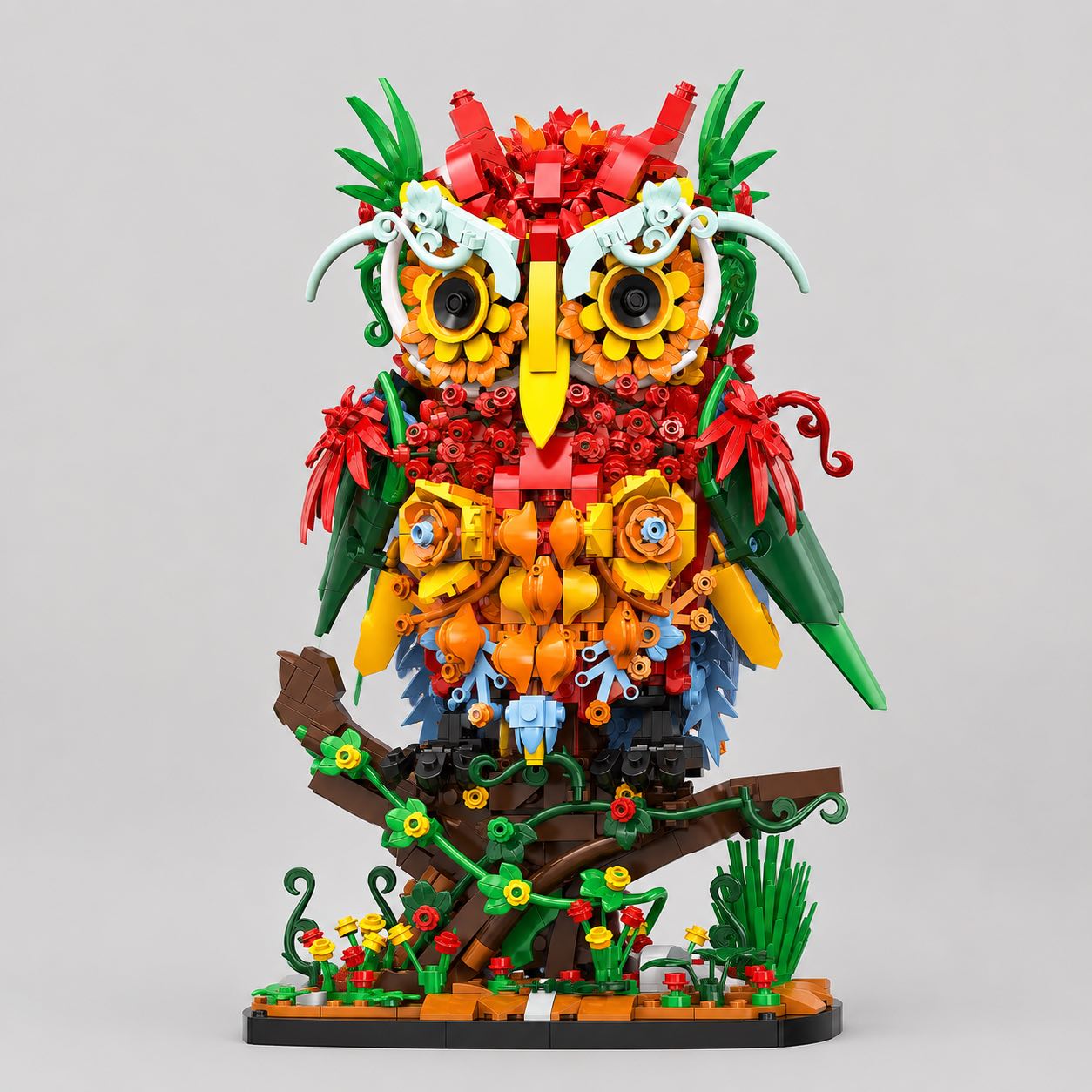 Owl Flower Building Set for Adults | Botanical Owl Brick Kit