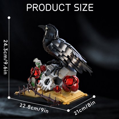 Gothic Raven & Skull Art Building Set - Dark Academia Home Decor