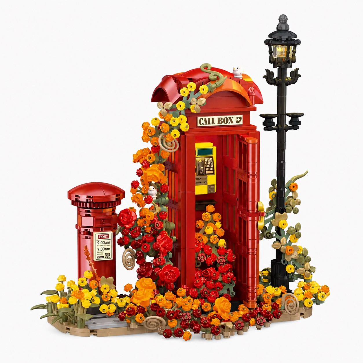 Retro British Red Phone Booth Building Set with Light | Wonder Mini World