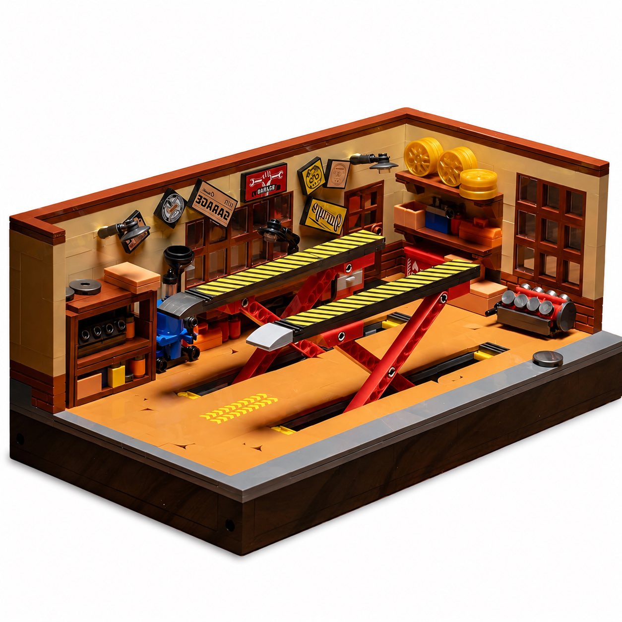 Retro Garage Building Set for 8-Stud Car Models | 750 Pieces
