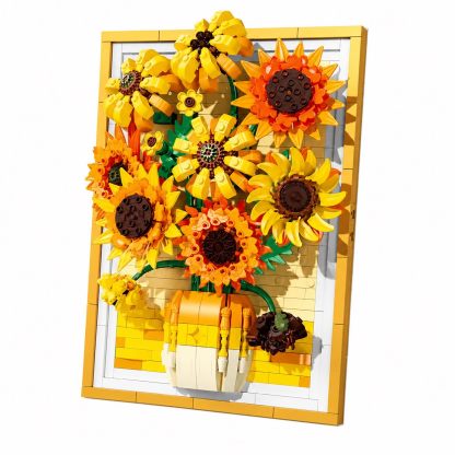 Sunflower Building Block Set  Van Gogh Inspired 3D Flower Wall Art
