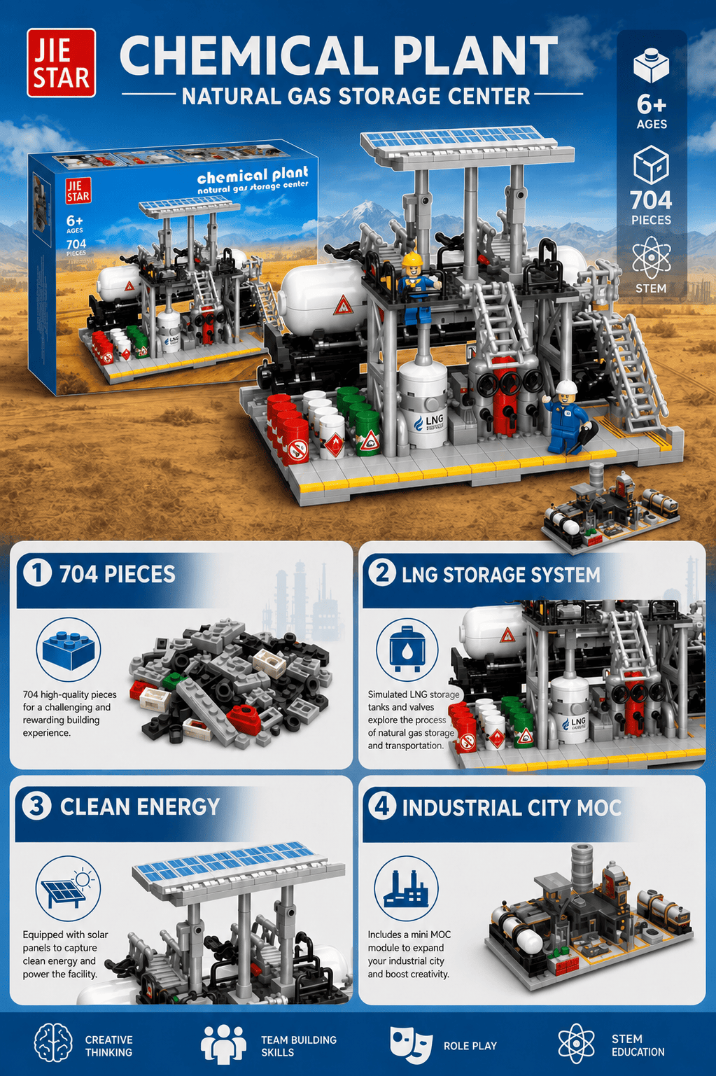 Natural Gas Storage Center Building Set | 704-Piece City MOC