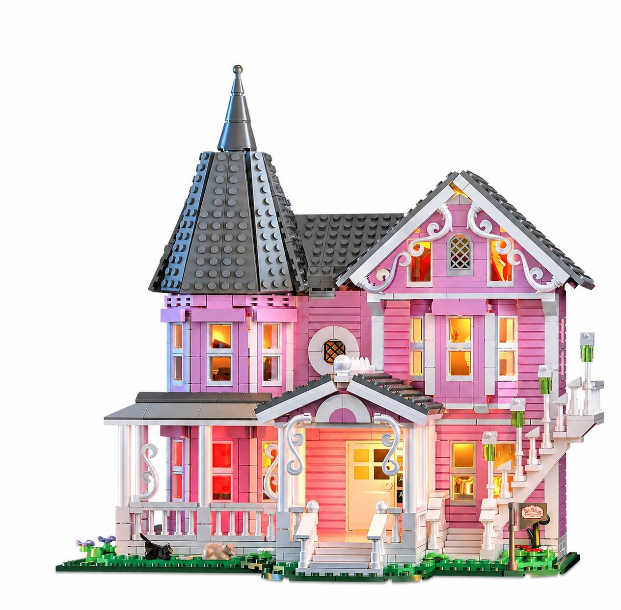 Pink Palace Haunted House Building Set with Lights 