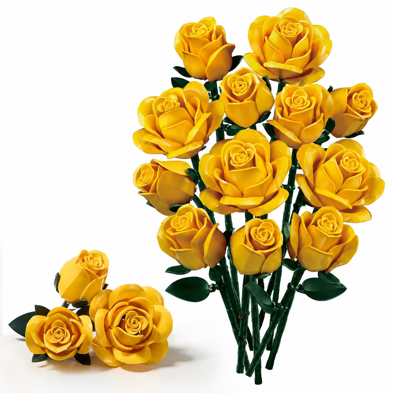 Yellow Rose Brick Bouquet Building Set | DIY Flower Gift