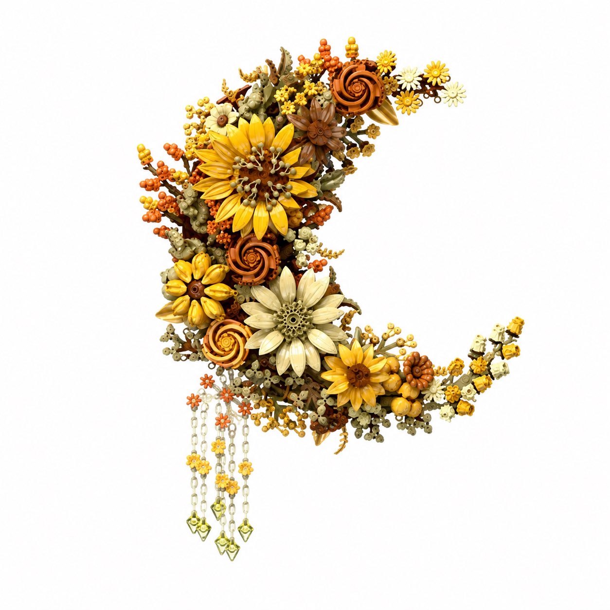 Gold Flower Building Set – Golden Moonflower Wall Decor