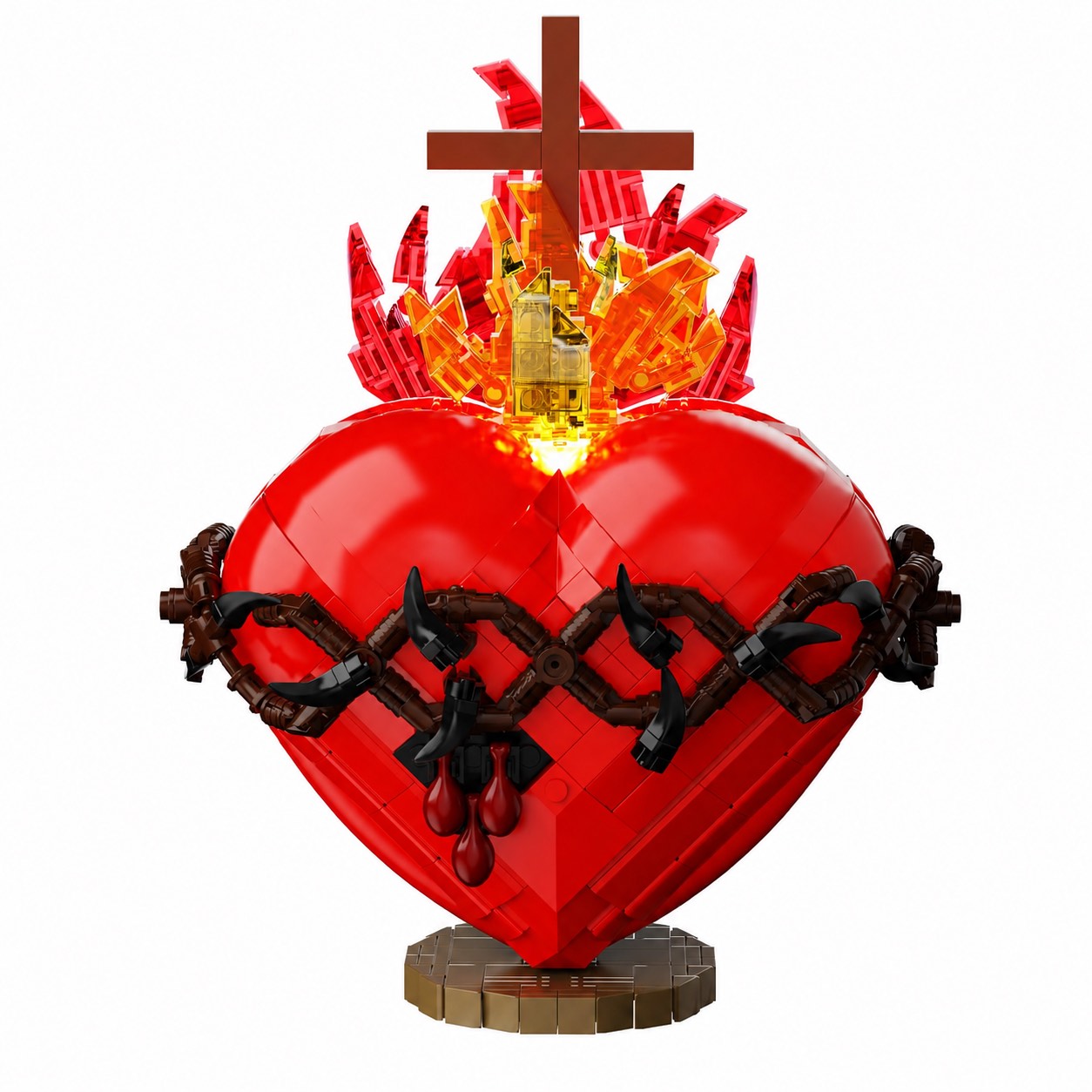 Millionspring Sacred Heart of Jesus Building Block Set with LED Light,Jesus Heart Toy Model,Home Chapel Decor Easter Gifts for Kids,Adults(625PCS)