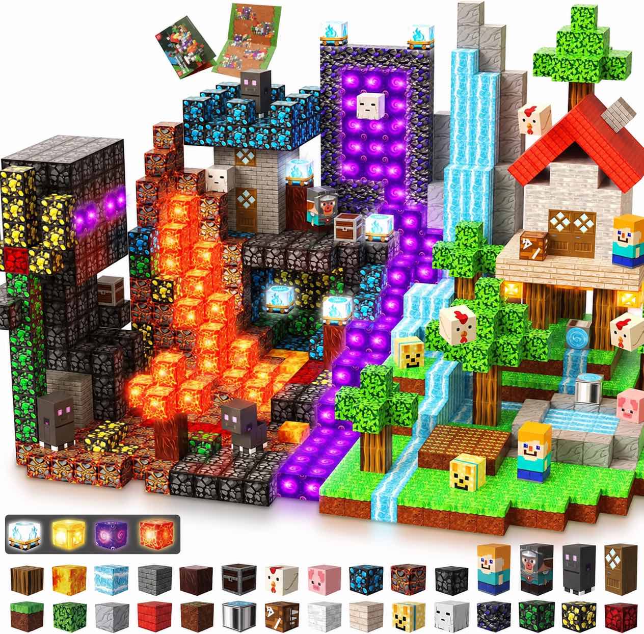 200-Piece Light-Up Magnetic Building Blocks for Kids 3+