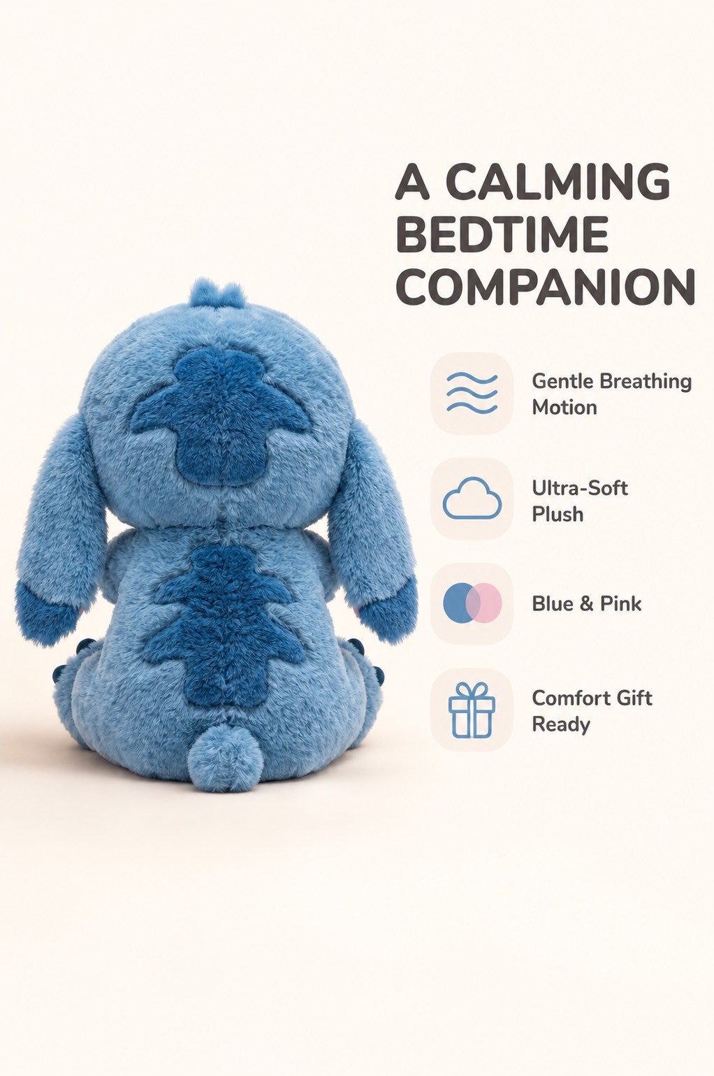 Breathing Stitch Plush Toy with Gentle Moving Belly