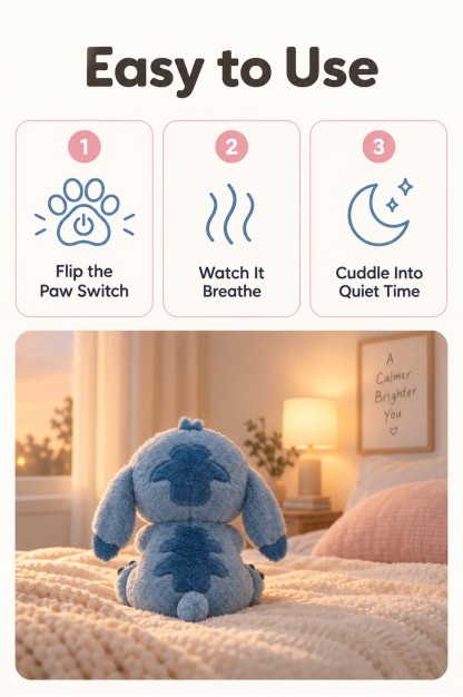Breathing Stitch Plush Toy with Gentle Moving Belly