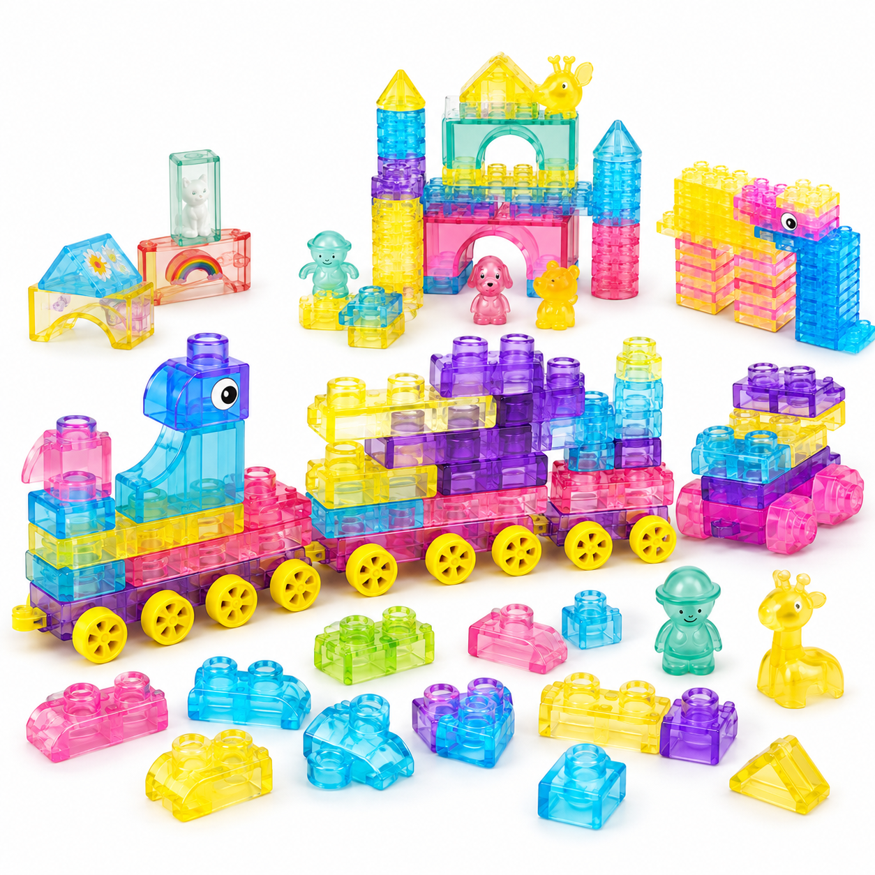 Child squeezing a soft jelly building block for sensory play