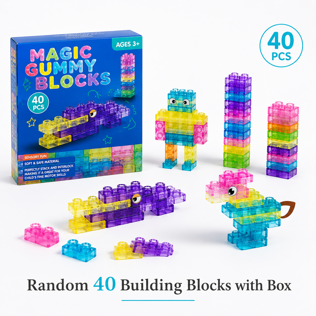 Soft jelly bath building blocks for toddlers with colorful squishy bricks