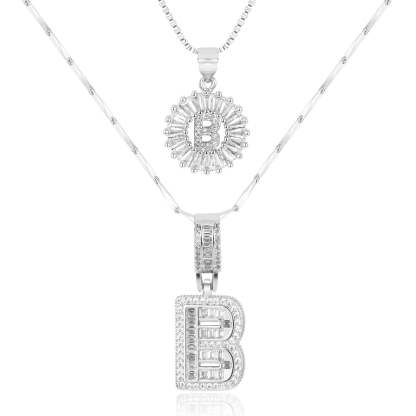 2pc 14k Diamond Letter Initial Necklaces