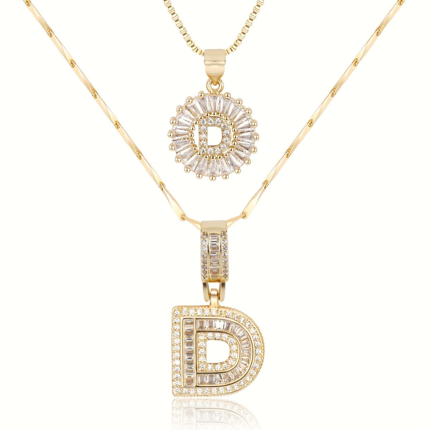 2pc 14k Diamond Letter Initial Necklaces
