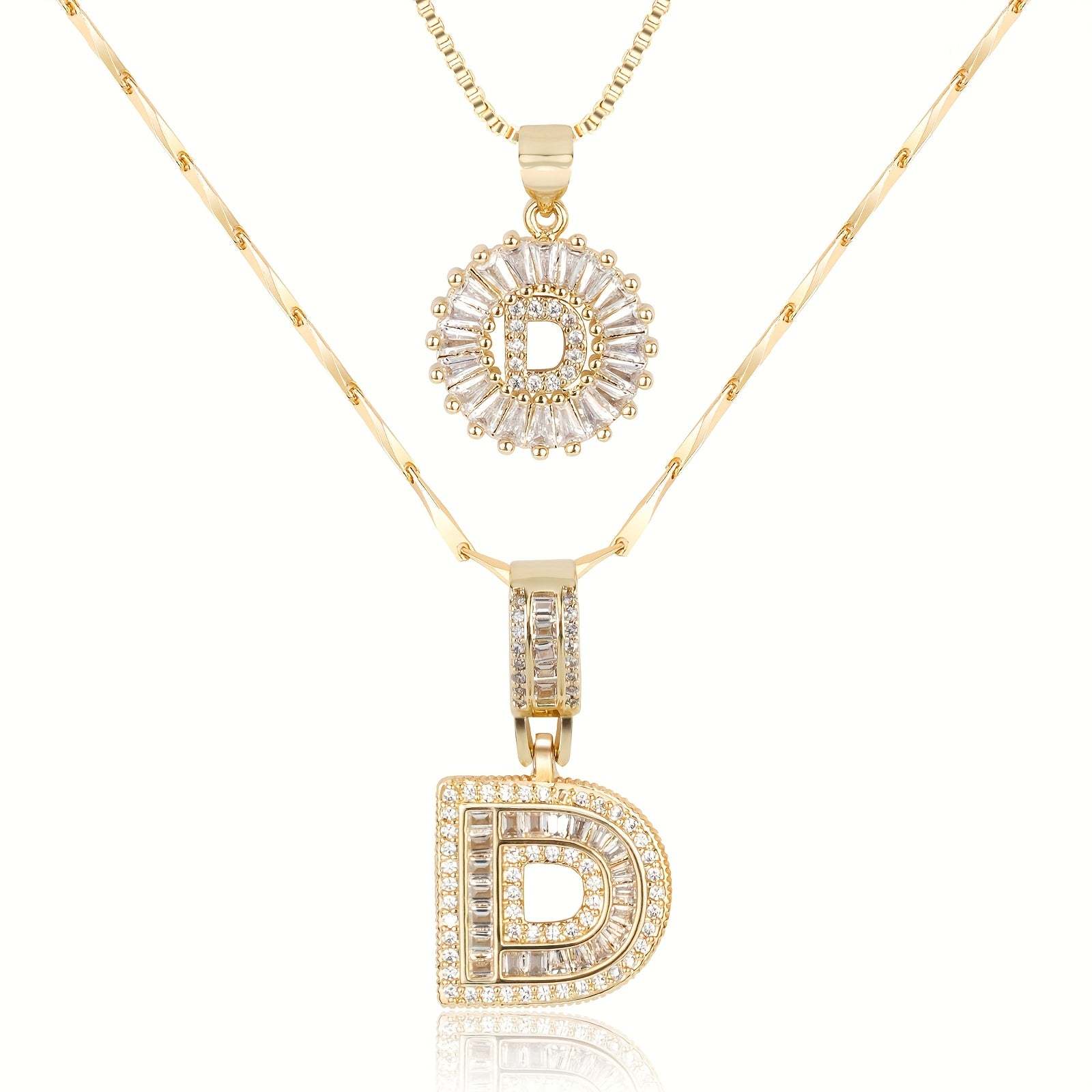 2pc 14k Diamond Letter Initial Necklaces