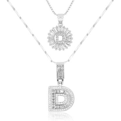 2pc 14k Diamond Letter Initial Necklaces
