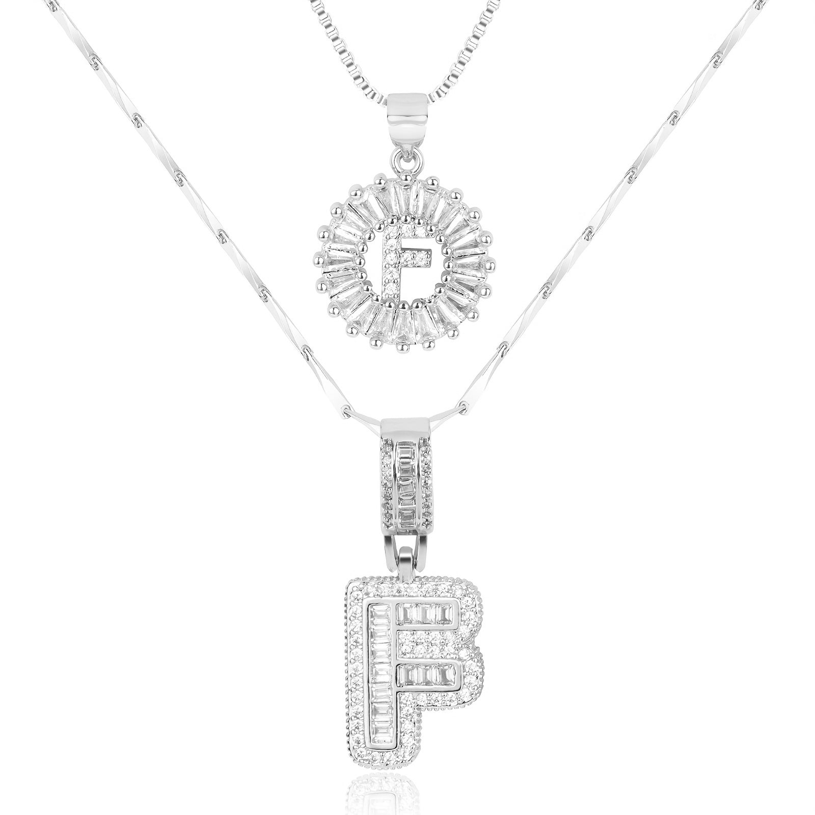 2pc 14k Diamond Letter Initial Necklaces