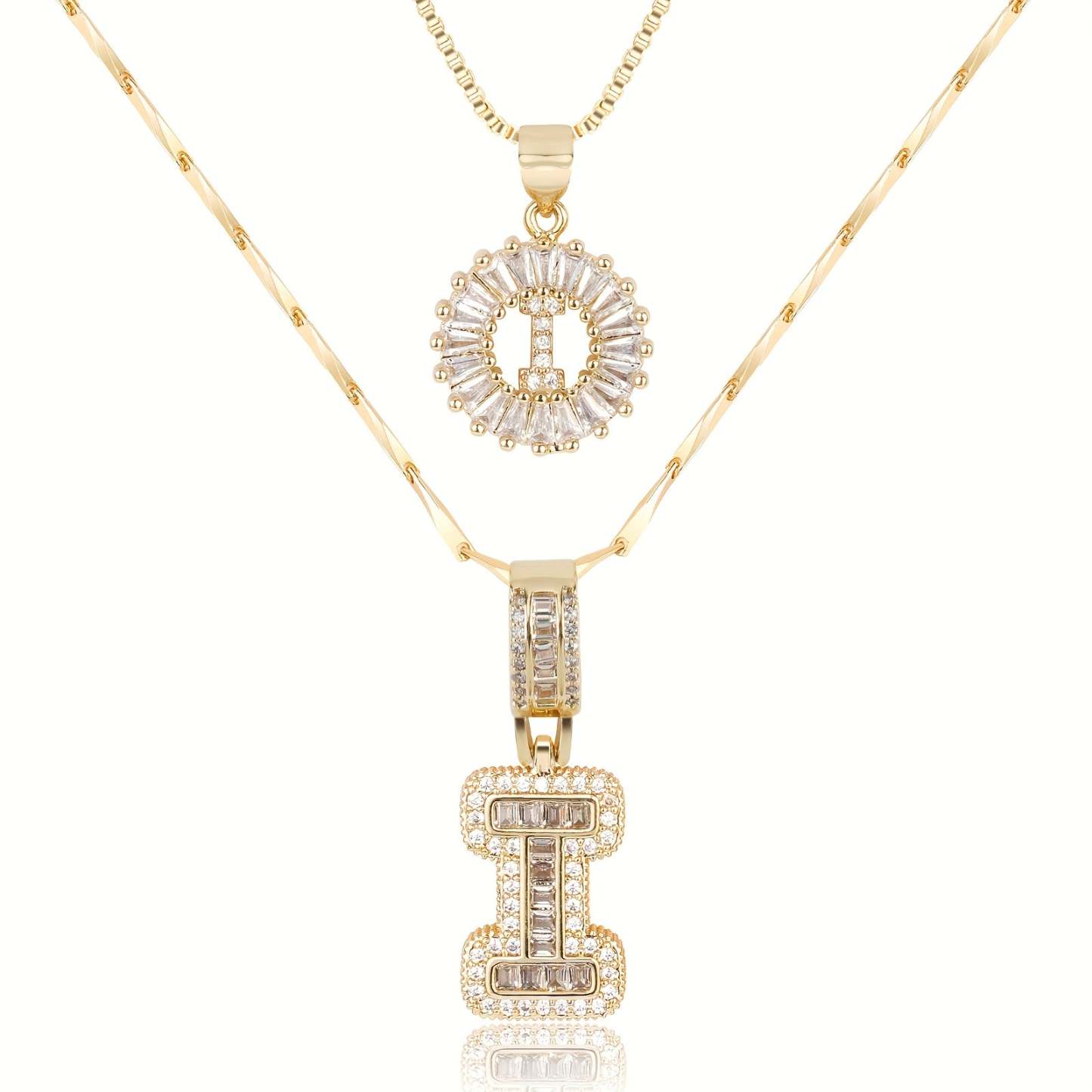 2pc 14k Diamond Letter Initial Necklaces