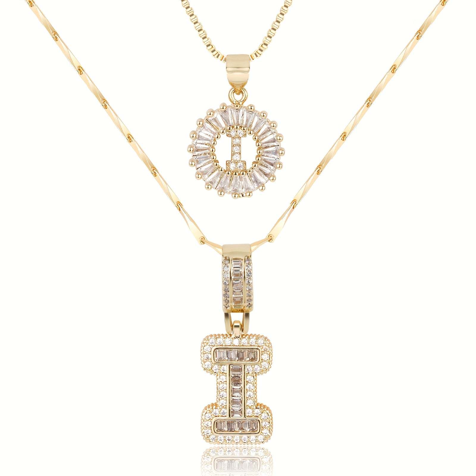 2pc 14k Diamond Letter Initial Necklaces