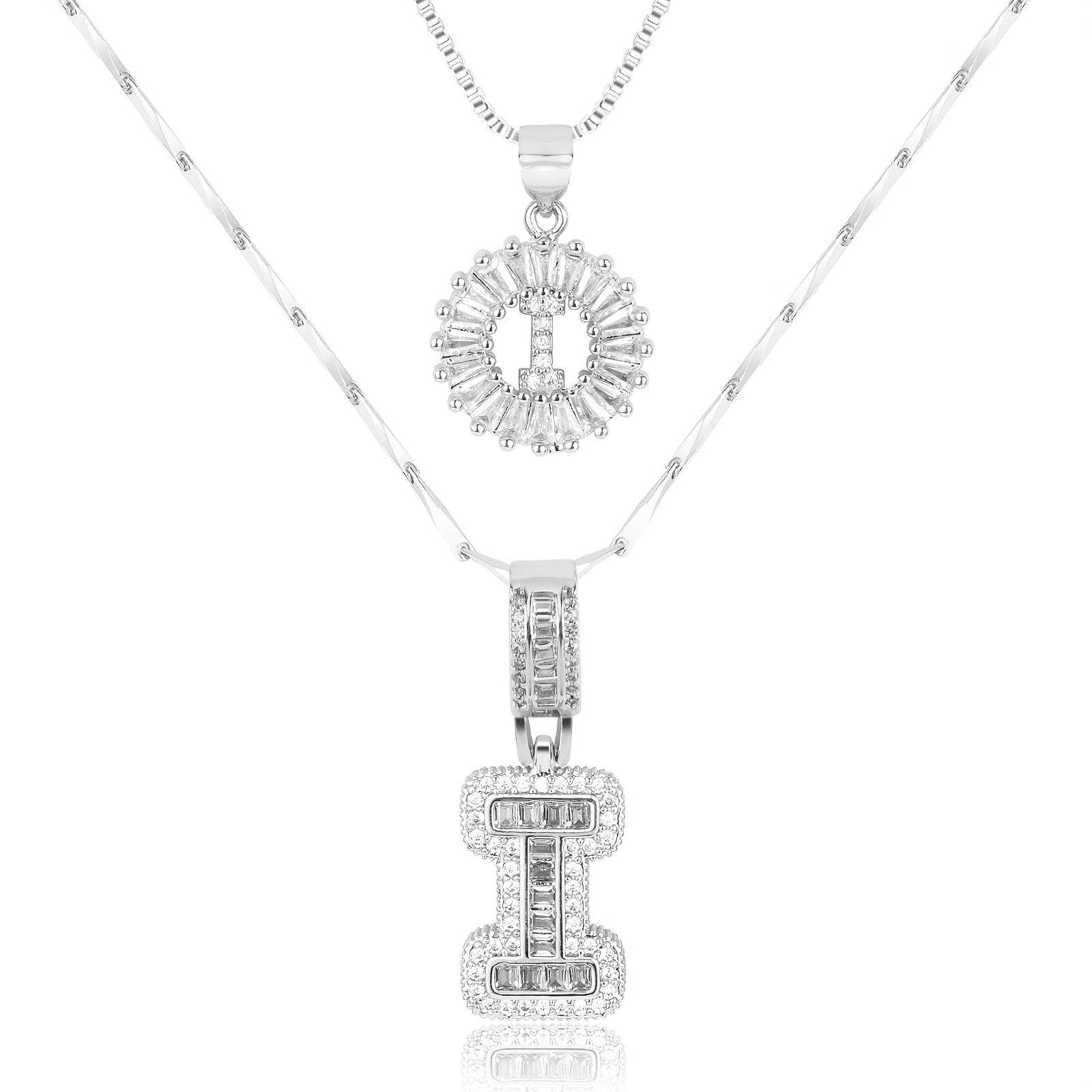 2pc 14k Diamond Letter Initial Necklaces