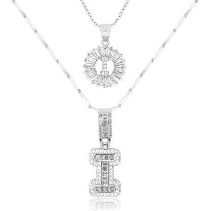 2pc 14k Diamond Letter Initial Necklaces