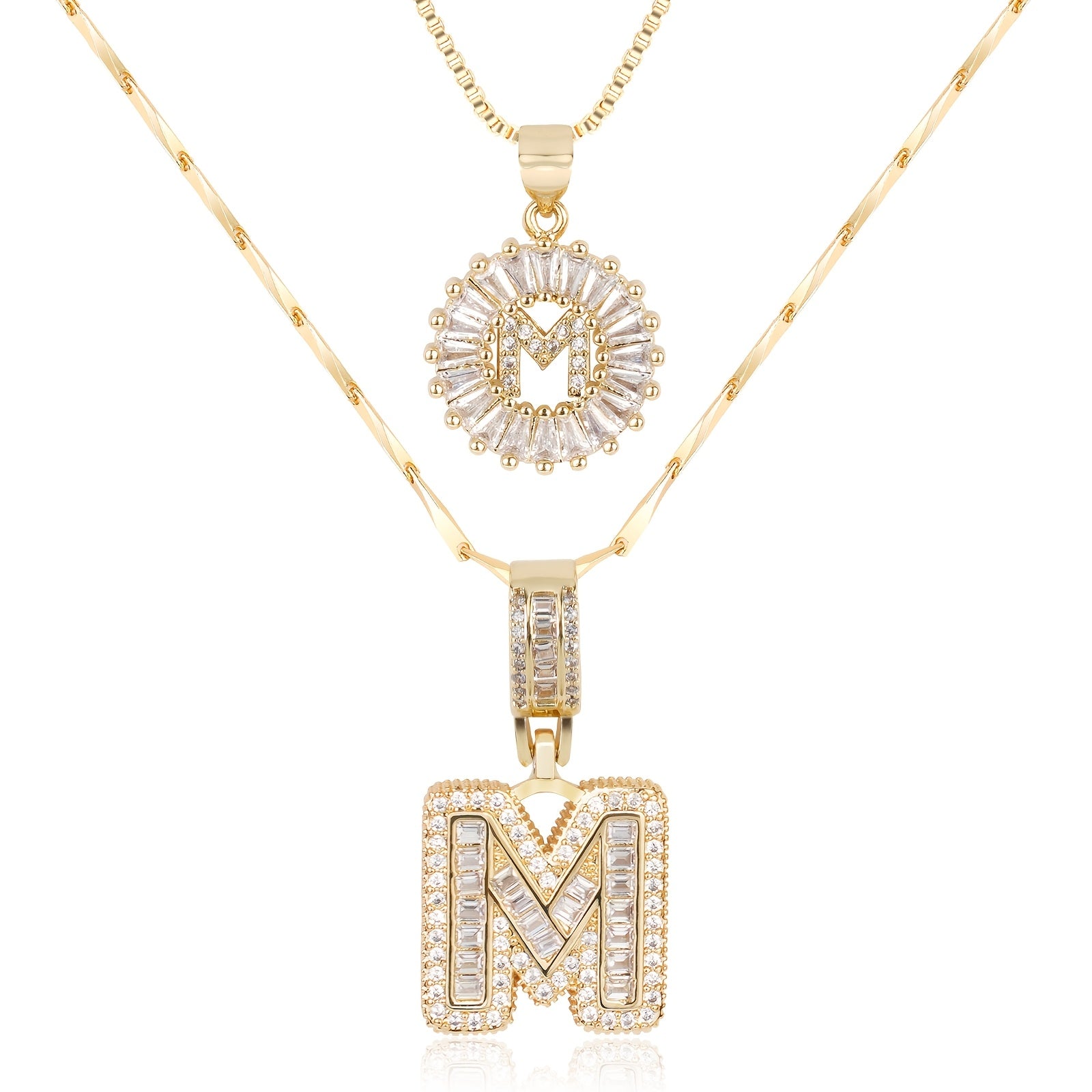 2pc 14k Diamond Letter Initial Necklaces