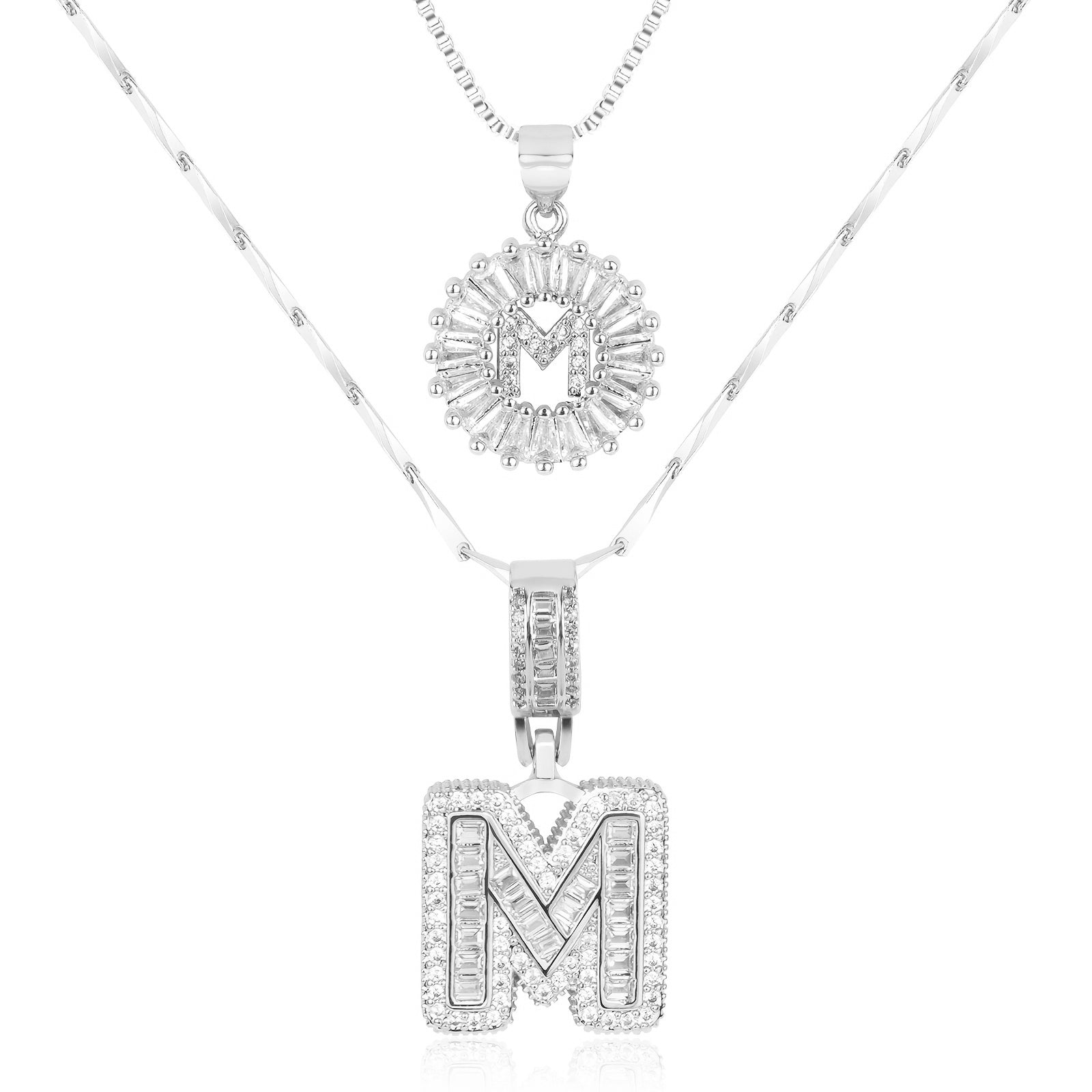 2pc 14k Diamond Letter Initial Necklaces