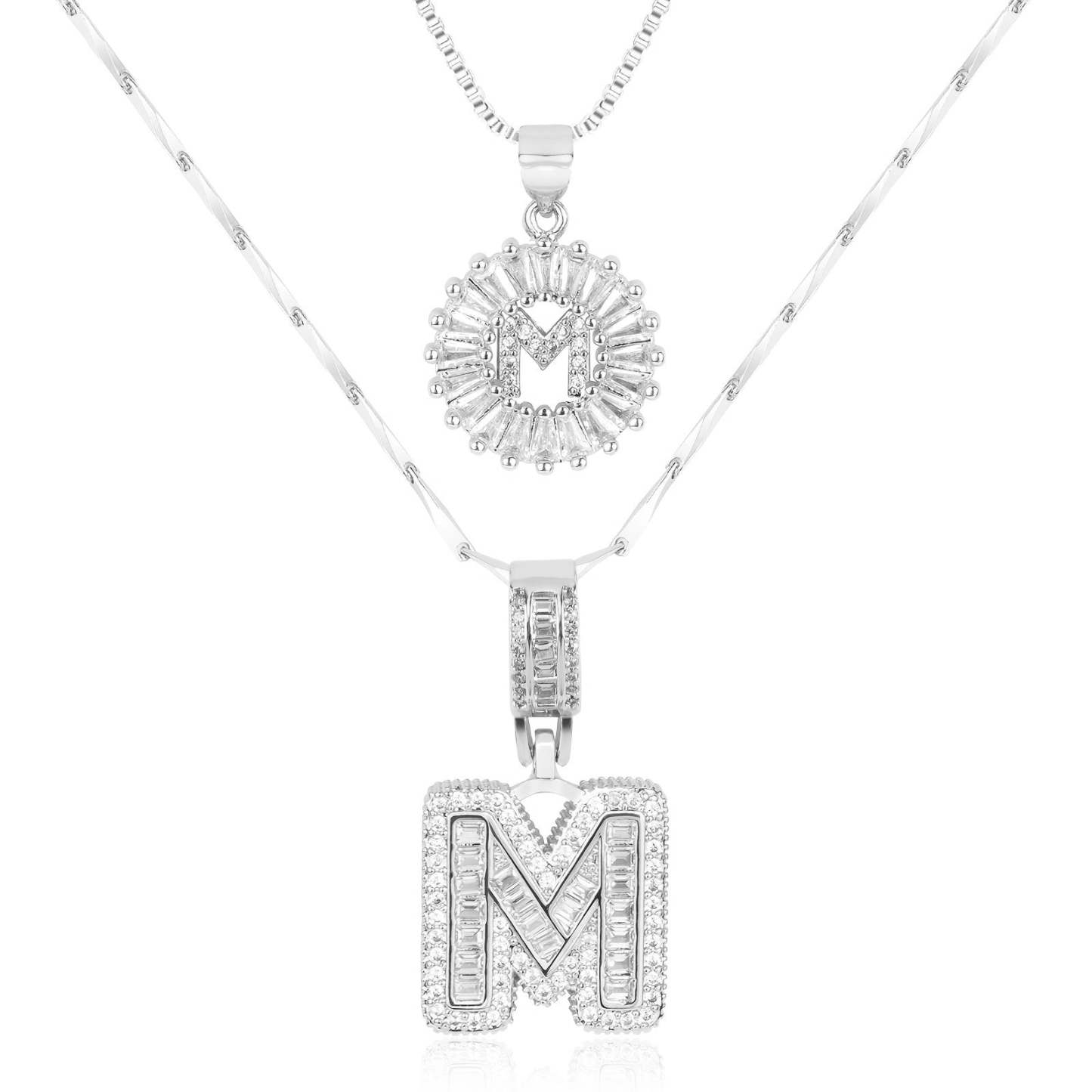 2pc 14k Diamond Letter Initial Necklaces