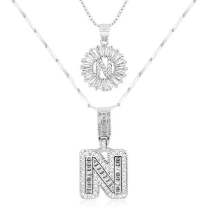 2pc 14k Diamond Letter Initial Necklaces