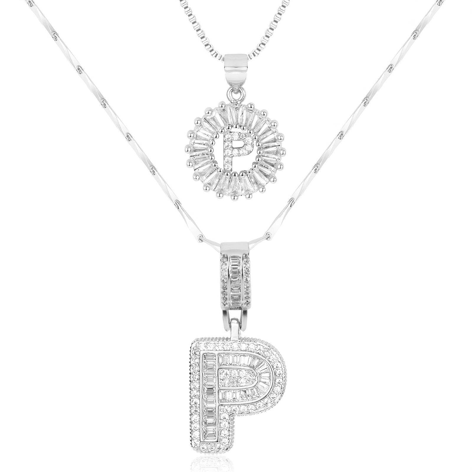 2pc 14k Diamond Letter Initial Necklaces